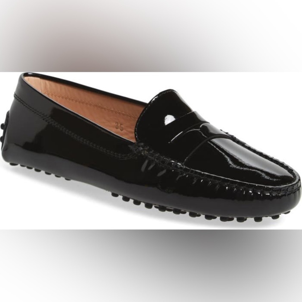 Tod’s Gommini Black Patent Leather Driver Loafers Sz EURO (38) US (8)